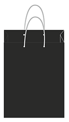 рисунок чёрного бумажного пакета с белыми ручками