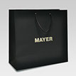 чёрный бумажный пакет с логотипом Mayer